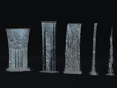 Elegant Modern Water Fountain Design With Various Shapes And Flowing Water Structures 3d model