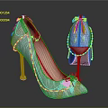 Sparkling Blue Pointed Toe High Heels With Beads Bow And Rhinestones On Stiletto Heel