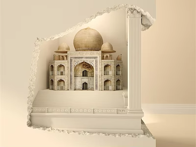 Elegant Classical Wall Lamp With Dome Arch Design And Beige White Pillar For Interior Decor 3d model