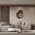 Modern Elegant Living Dining Room Interior With Sofa Coffee Table And Decorative Wall Art