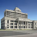 Classical Multi Story Office Building With Symmetrical Design Grand Entrance And Large Windows