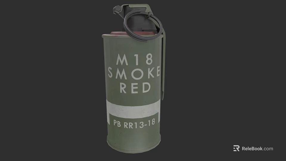 M18 Green Smoke Grenade With Red Smoke Label And Tactical Military Design 3d model 