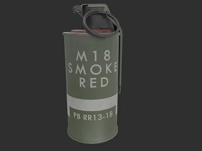 M18 Green Smoke Grenade With Red Smoke Label And Tactical Military Design 3d model