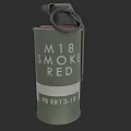 M18 Green Smoke Grenade With Red Smoke Label And Tactical Military Design