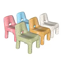 Multicolored Single Chairs Featuring Speckled Pattern And Minimalist Plastic Design Style 3d model