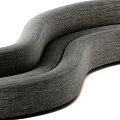 Stylish Modern Curved Sofa In Gray Fabric With Curved Design For Living Room Interior
