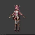 Anime Character With Cat Ears And Pink Hair Wearing White Brown Outfit Gloves And Boots