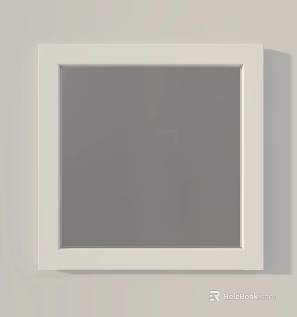 White Framed Square Mirror With Clean Minimalist Design For Home Decor 3d model