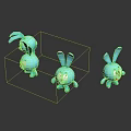 Blue Rabbit Cartoon Characters Stuffed Toys With Different Poses And Cute Expressions