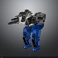 Blue And White Battle Mech Robot With Heavy Weapon And Armor Structure 3d model