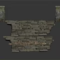 Ancient Stone Arch Bridge With Stone Pillars And Scattered Pebbles 3d model