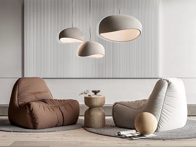 Modern Casual Sofa Combination Lazy Sofa Chandelier Side Several Single Sofa Carpet 3d model