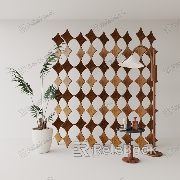 Stitching solid wood partition screen model