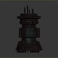 Cartoon Style Tower Constructed From Wooden Blocks With Glowing Blue Lines