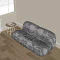 Modern double sofa side table combination 3d model