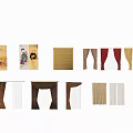 Various Curtain Styles With Different Colors And Patterns For Home Decoration 3d model
