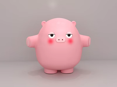 Cute Pink Reptile Plush Toy With Blush Cheeks Small Eyes And Cartoon Design 3d model
