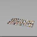 Natural Stone Pebbles In Various Colors And Shapes Arranged On Black Background
