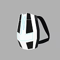 Modern Black And White Backpack With Blue Accents And Geometric Design