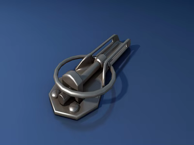Metal Mechanical Buckle Clasp With Ring And Base On Blue Background 3d model