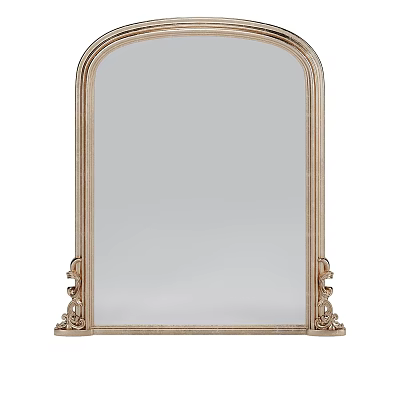 Elegant Arched Top Mirror With Gold Frame And Decorative Base 3d model
