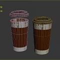 Disposable Coffee Cups With Brown Lids And White Base For Hot Beverages