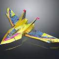Futuristic Cosmic Spaceship Featuring Yellow Aerodynamic Design And Detailed Wing Structure For Space Exploration