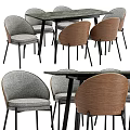 Modern Table And Chair Combination With Wooden Backrest Chairs And Upholstered Seats