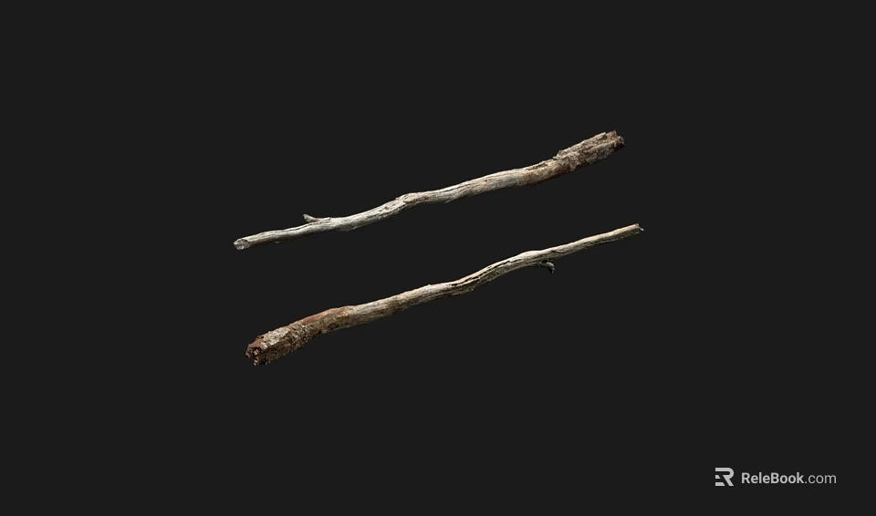 Natural Stone And Wood Sticks For Rustic Home Decoration Projects 3d model 
