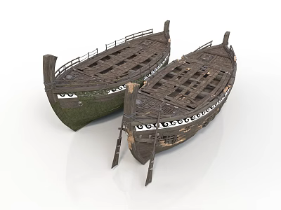 Traditional Wooden Watercraft With Intricate Hull Carvings And Retro Design Features 3d model
