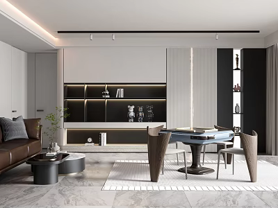 Modern Hotel Mahjong Room Interior With Comfortable Seating And Stylish Tables 3d model