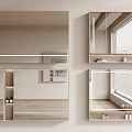 Modern Wall Mounted Mirrors With Storage Shelves And Cabinets In Bathroom Interior