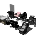 Variety of Massage Chairs Including Pink And Black Models With Massage Bed