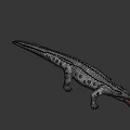 Game Movie Crocodile Character with Open Mouth Sharp Teeth Rough Skin and Horned Head