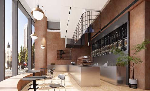 Modern coffee shop 3d model