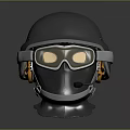 Tactical Military Weapon Helmet With Silver Armor And Golden Lens Goggles