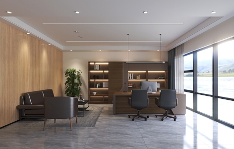 modern office general manager office 3d model