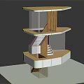 Modern Architectural Model With Multi Level Structure Wooden Staircase And Platforms 3d model