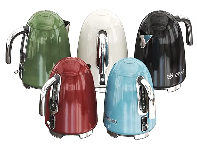 Colorful Electric Kettles With Sleek Design As Modern Kitchen Appliances In Various Hues 3d model