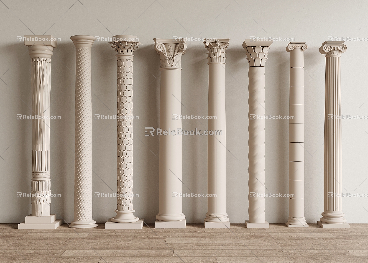 French Roman Column Square Column 3d model