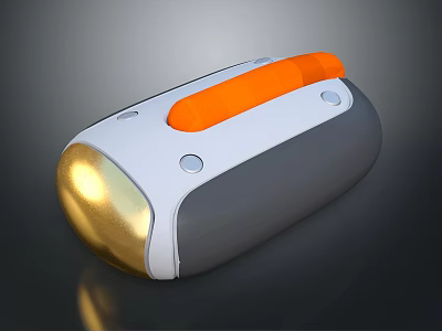 Stylish Water Vehicle Design With Orange Handle White Gray Body And Gold Light 3d model