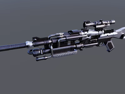 Modern Tactical Sniper Rifle With High Precision Scope Black And Silver Finish Ergonomic Grip 3d model