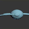 Cute Blue Cartoon Character with Long Ears Big Eyes and Red Chest Decoration