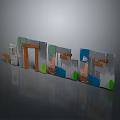Colorful 3D Block Style Letters With Pixel Design And Shadow Effect On Gray Background