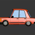 Red Cartoon Style Car 3D Rendered With Yellow Headlights On Black Background With Reflection
