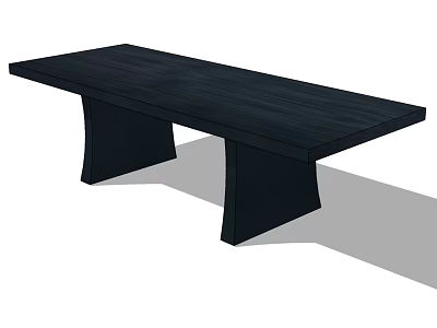 Modern Black Long Sleek Dining Table With Unique Sturdy Legs Design 3d model