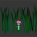 Game Movie Character 3D Model With Pink Lotus On Blue Water Surrounded By Green Grass
