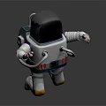 Dynamic Astronaut in White Spacesuit with Dark Helmet Floating on Gray Background