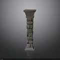 Elegant Architectural Stone Column Showcasing Layered Structure And Intricate Carvings