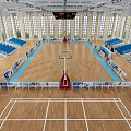 Indoor Sports Hall With Wooden Floor Basketball Volleyball Courts And Table Tennis Tables